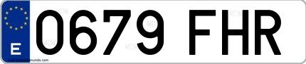 Ejemplo de matrícula española 0679 FHR