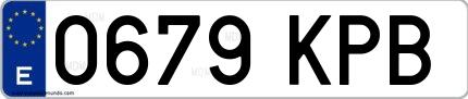 Ejemplo de matrícula española 0679 KPB