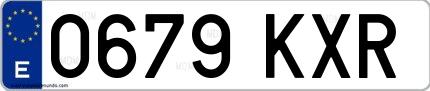 Ejemplo de matrícula española 0679 KXR