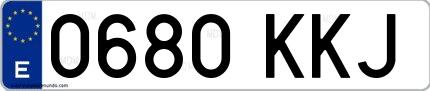 Ejemplo de matrícula española 0680 KKJ