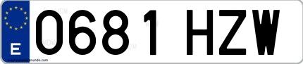 Ejemplo de matrícula española 0681 HZW