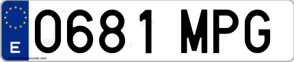 Ejemplo de matrícula de coche ordinaria 0681 MPG
