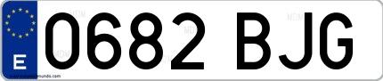 Ejemplo de matrícula española 0682 BJG