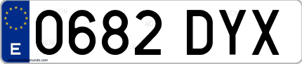 Ejemplo de matrícula de coche ordinaria 0682 DYX