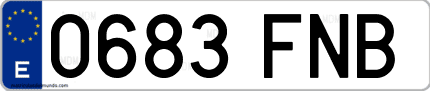 Ejemplo de matrícula de coche ordinaria 0683 FNB