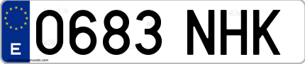 Ejemplo de matrícula de coche ordinaria 0683 NHK