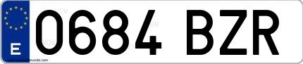 Ejemplo de matrícula española 0684 BZR