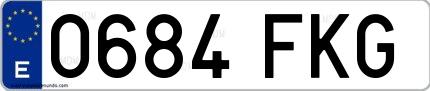 Ejemplo de matrícula española 0684 FKG