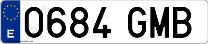 Ejemplo de matrícula española 0684 GMB