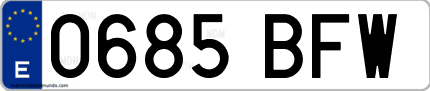 Ejemplo de matrícula de coche ordinaria 0685 BFW