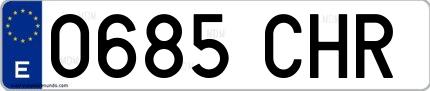 Ejemplo de matrícula española 0685 CHR