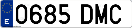 Ejemplo de matrícula de coche ordinaria 0685 DMC