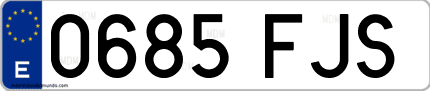 Ejemplo de matrícula de coche ordinaria 0685 FJS