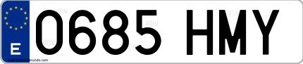 Ejemplo de matrícula española 0685 HMY