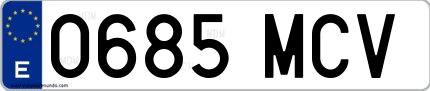 Ejemplo de matrícula española 0685 MCV