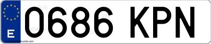 Ejemplo de matrícula española 0686 KPN