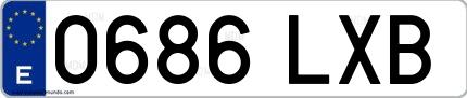 Ejemplo de matrícula española 0686 LXB