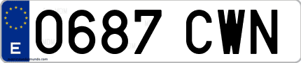 Ejemplo de matrícula de coche ordinaria 0687 CWN