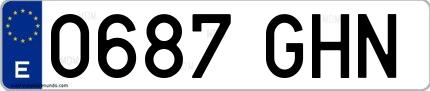 Ejemplo de matrícula española 0687 GHN