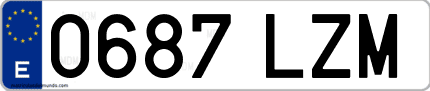 Ejemplo de matrícula de coche ordinaria 0687 LZM