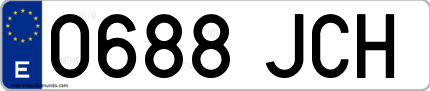 Ejemplo de matrícula de coche ordinaria 0688 JCH