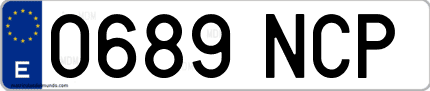 Ejemplo de matrícula de coche ordinaria 0689 NCP