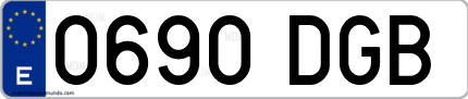 Ejemplo de matrícula de coche ordinaria 0690 DGB