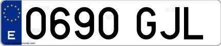 Ejemplo de matrícula española 0690 GJL