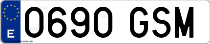 Ejemplo de matrícula de coche ordinaria 0690 GSM