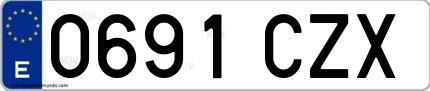Ejemplo de matrícula española 0691 CZX