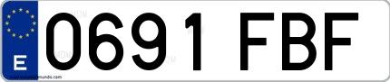 Ejemplo de matrícula española 0691 FBF