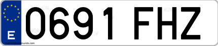 Ejemplo de matrícula de coche ordinaria 0691 FHZ