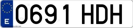Ejemplo de matrícula española 0691 HDH