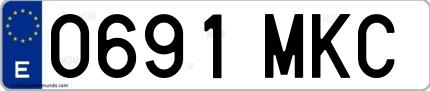 Ejemplo de matrícula española 0691 MKC
