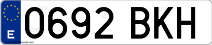 Ejemplo de matrícula de coche ordinaria 0692 BKH