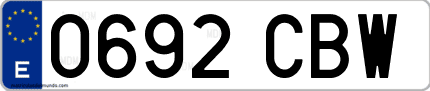 Ejemplo de matrícula de coche ordinaria 0692 CBW