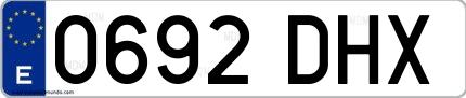 Ejemplo de matrícula española 0692 DHX