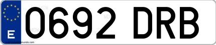 Ejemplo de matrícula española 0692 DRB
