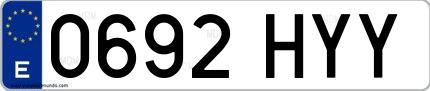 Ejemplo de matrícula española 0692 HYY