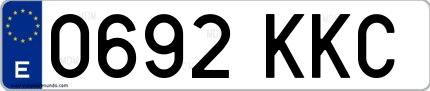 Ejemplo de matrícula española 0692 KKC