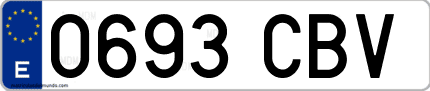Ejemplo de matrícula de coche ordinaria 0693 CBV