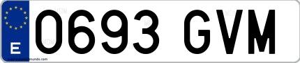 Ejemplo de matrícula española 0693 GVM