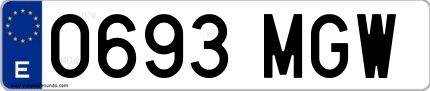 Ejemplo de matrícula española 0693 MGW