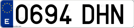 Ejemplo de matrícula de coche ordinaria 0694 DHN