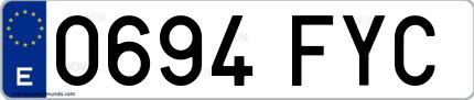 Ejemplo de matrícula española 0694 FYC
