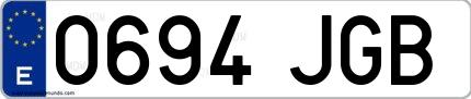 Ejemplo de matrícula española 0694 JGB