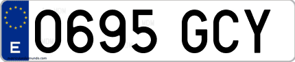 Ejemplo de matrícula de coche ordinaria 0695 GCY