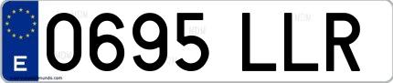 Ejemplo de matrícula española 0695 LLR
