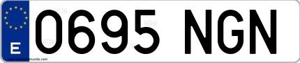 Ejemplo de matrícula española 0695 NGN