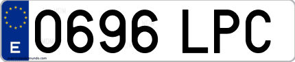 Ejemplo de matrícula de coche ordinaria 0696 LPC